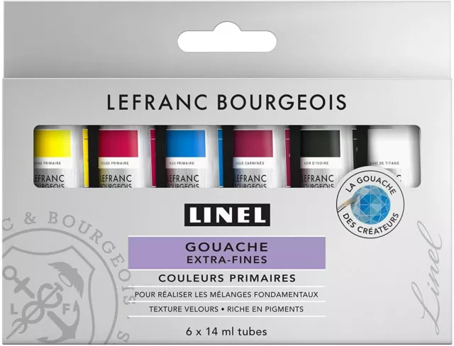 Lefranc Bourgeois Tempera Extra-Fine Linel 301239 Set 6x14 ml Colori Primari