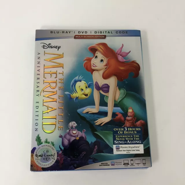 The Little Mermaid Anniversary Edition ~ Disney Blu-Ray + DVD + Digital W/ Slip