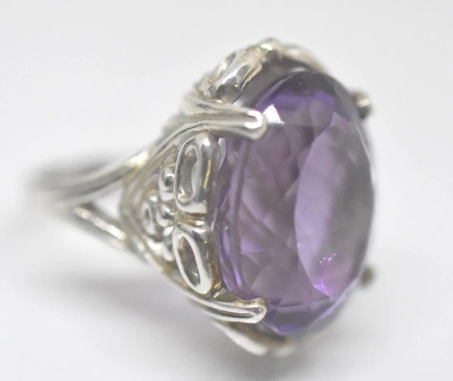 By KABANA New Mexico Amethyst Tribal Face Mask Sterling Silver 925 Ring sz 4.75