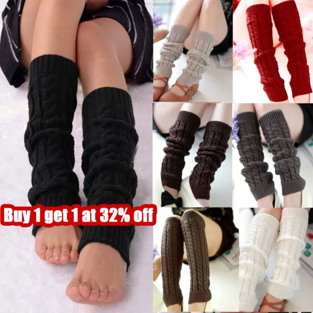 For Women Long Socks Ladies Leg Warmers Winter Warm Knee Cable Knit Crochet