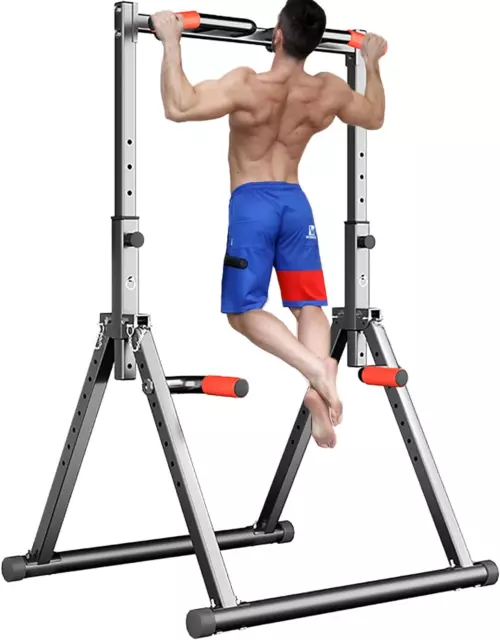 Foldable Power Tower Dip Station Pull Up Bar Station Adjustable Multifunction