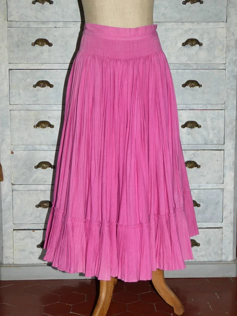 JUPE LONGUE ROSE VINTAGE SOULEIADO Taille F 36 38 AMPLITUDE
