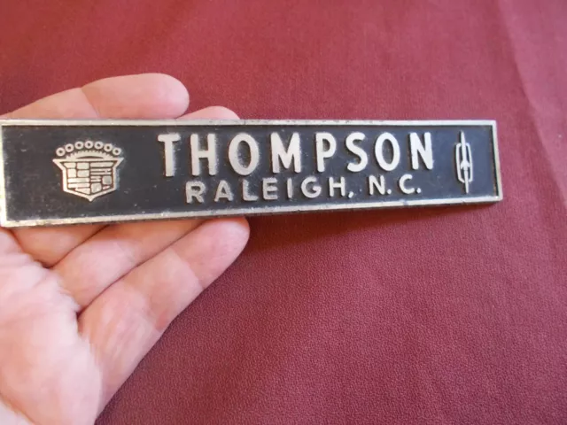 Vtg Dealership Emblem Badge Logo Thompson Cadilac-Olds Nc. Metal