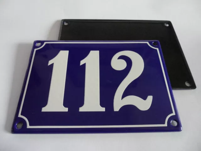 Antique French Blue  Genuine Enamel Porcelain House Door Number Sign / Plate 112