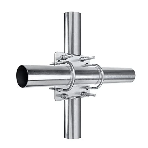 Antenna Mast Clamp Cross-Over Bracket Kit with U Bolts for 1"-1.8" OD Poles, ...