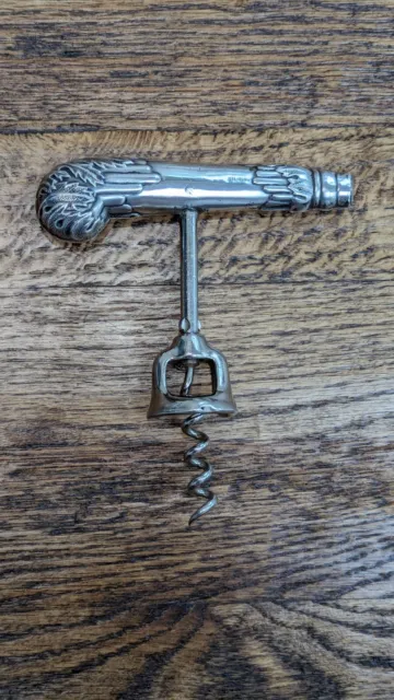 Rare Vintage Antique Sterling Silver Handled Corkscrew Bottle Opener
