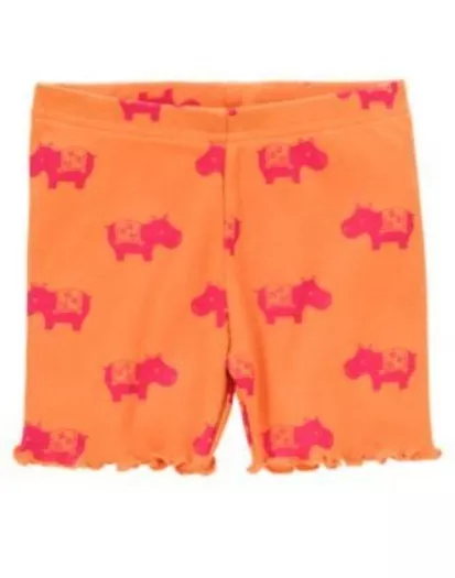 Gymboree Batik Summer Orange Hippo Bike Shorts 3 6 12 18 24 2T 3T 4T 5T Nwt