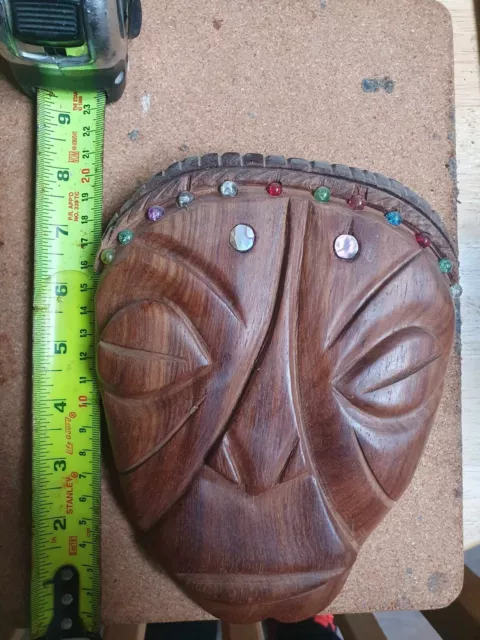 Vintage African Wooden Hand Carved Tribal Mask Wall Hanging