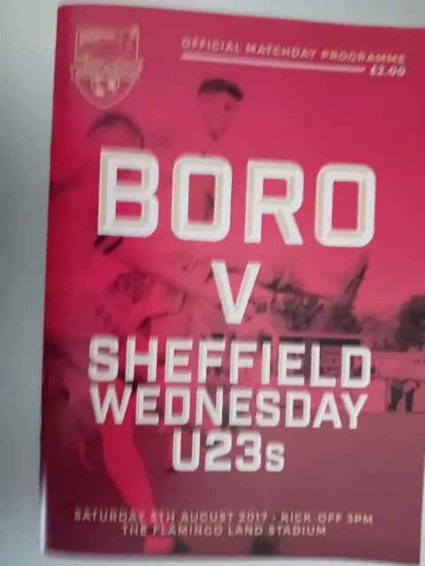 Football Programme: Scarborough Athletic v Sheffield Wednesday U23s 5th Aug'17