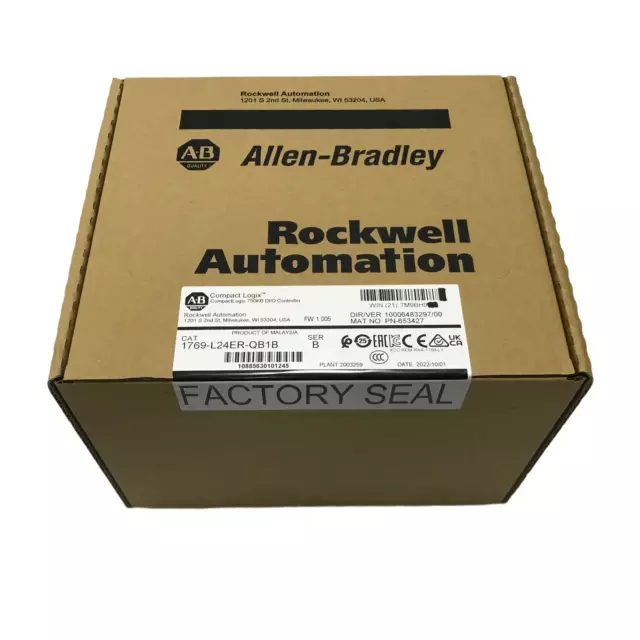 New Sealed Allen-Bradley 1769-L24ER-QB1B / A CompactLogix 750KB DI/O Controller