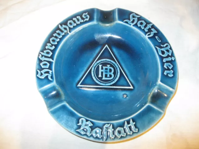 🍻🍺 Ancien CENDRIER PUBLICITAIRE HB HOFBRAUHAUS HATZ BIER en CÉRAMIQUE Ashtray