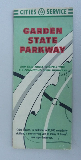 1955 Garden State Parkway New Jersey toll  road map Cities Service gas