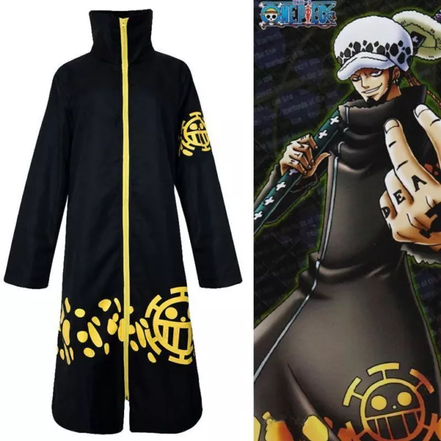 Anime One Piece Trafalgar Law Cosplay Costume Men Cos Unisex Long Coat Cloak Hat