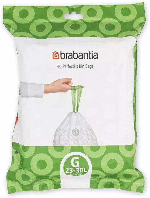 Brabantia Pack Of 40 Perfect FIT Bin Bags Liners Size G 23-30L Extra Strong UK