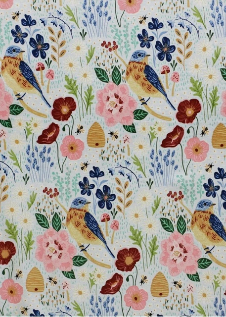 Lined Window Valance Curtain 42 X 15 Floral Garden Song Bird House Bee Spring