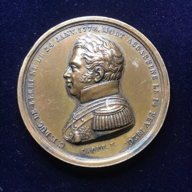 France: 1820 AE37mm Duc Du Berry Assassination Medal (Louis XVIII)