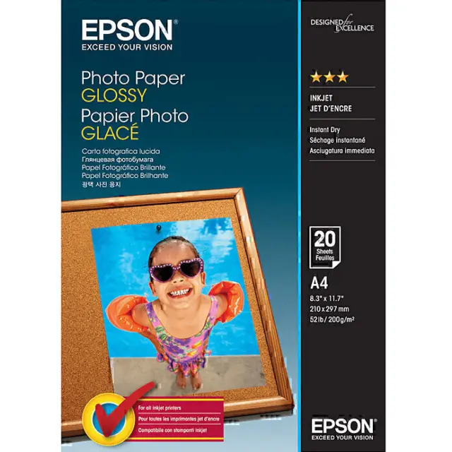 NEW 20x Epson Glossy Photo Paper 200Gsm A4 Pack