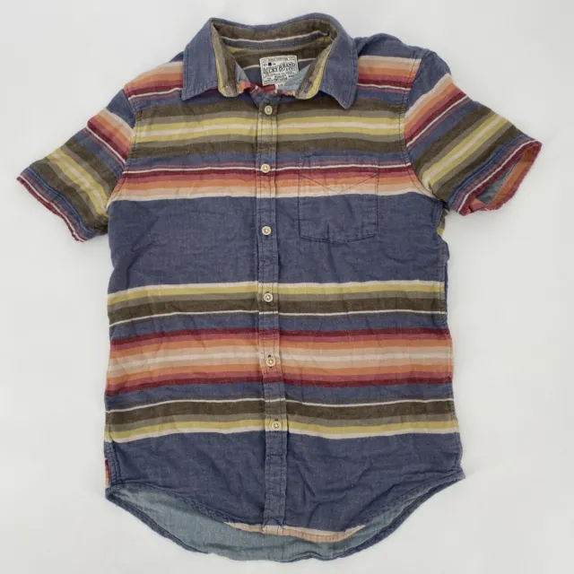 Lucky Brand Shirt Mens Small Button Down Striped Short Sleeve Collared