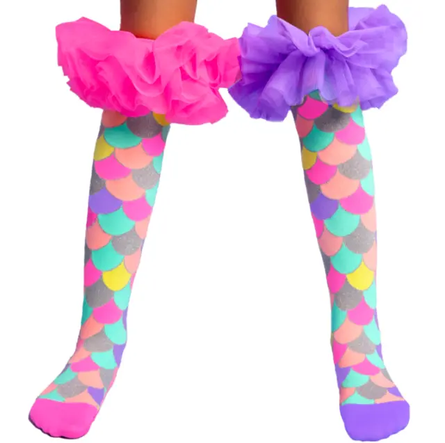 MADMIA Mermaid Frills Kids & Adults Long Knee High Socks - Girl's - Pink/Purple