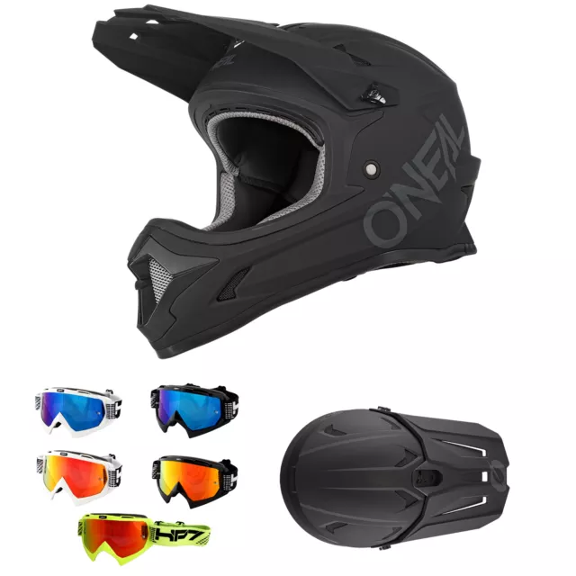 O'Neal Sonus Noir Solide Casque de Vélo + HP7 Lunettes Vtt BMX Downhill Dh Tr