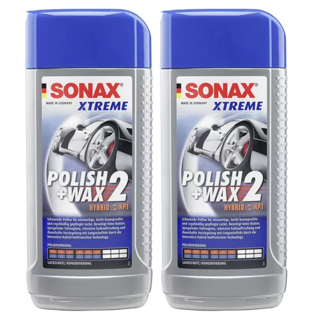 2x 500ml SONAX XTREME POLISH & WAX 2 HYBRID NPT POLITUR WACHS LACK PFLEGE