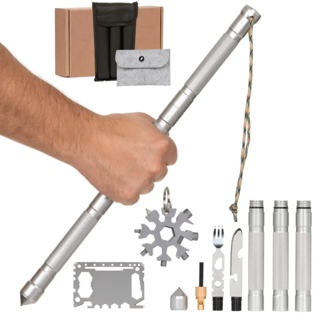 EDC Survival Stick & Snow Flake & Card Multitool Gift Set - Flint, Compass