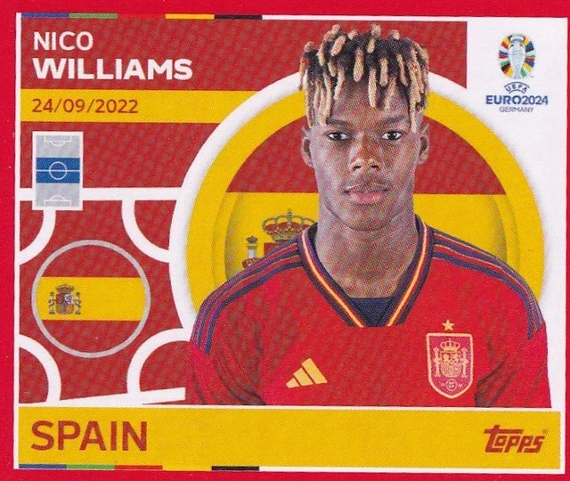 TOPPS UEFA EURO 2024 Sticker Swiss Edition ESP 15 Nico Williams EUR 1