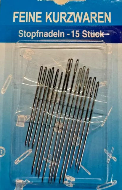 15 Stopfnadeln Sticknadeln Nähnadeln Nadeln 45mm bis 65mm silber Stecknadeln