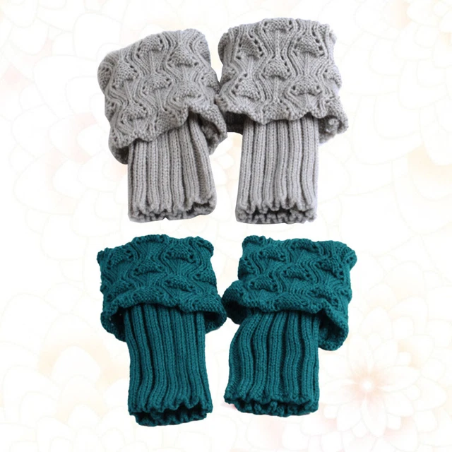 2 Pairs Boots Anklets Women Cuffs Socks Short Lace Knit