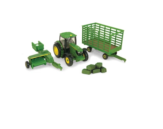 John Deere 1/64 6210 with Baler & Wagon Set - #TBE45439