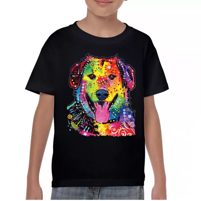 Dean Russo Cute Neon Dog Youth T-shirt Rescue Adopt A Pet Colorful Pet Kids