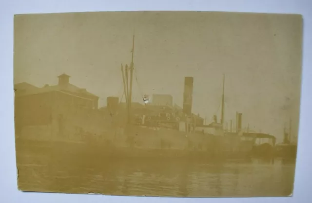 Vintage Postcard Ship At Port Unposted Real Photo RP