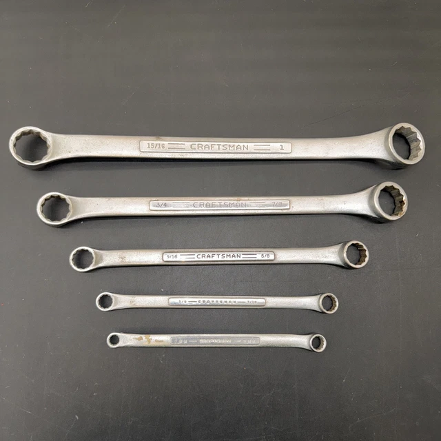 VINTAGE CRAFTSMAN 4 Pc SAE & 1 Metric Double Offset Box End Wrench Set
