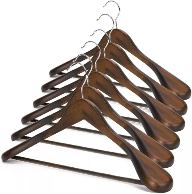 HOUSE DAY Wide Shoulder Wooden Hangers, Suit Hangers with Non Slip Pts Bar