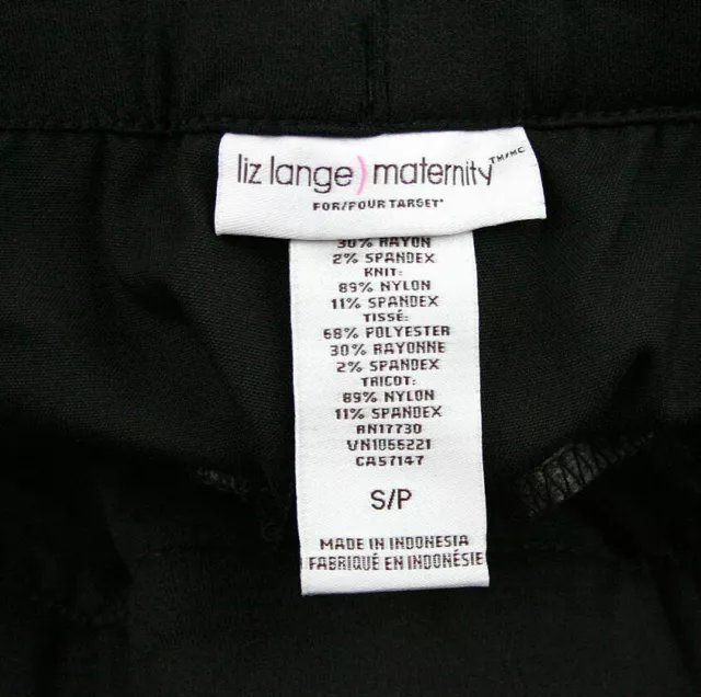 Nueva ropa de maternidad para mujer pantalones negros pierna recta Liz Lange NWT talla pequeña 3