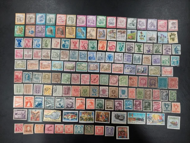 Austria used stamp lot of 150, mixed sizes, great selection