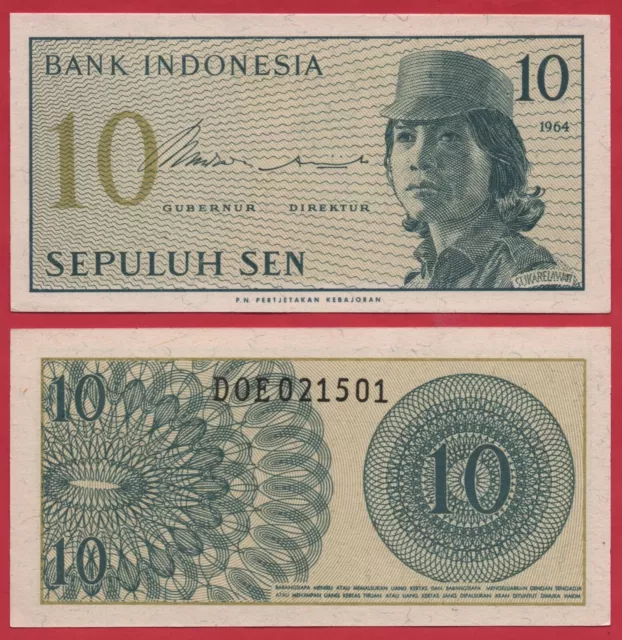 Indonesia 10 Sen 1964 P92 Banknote Unc