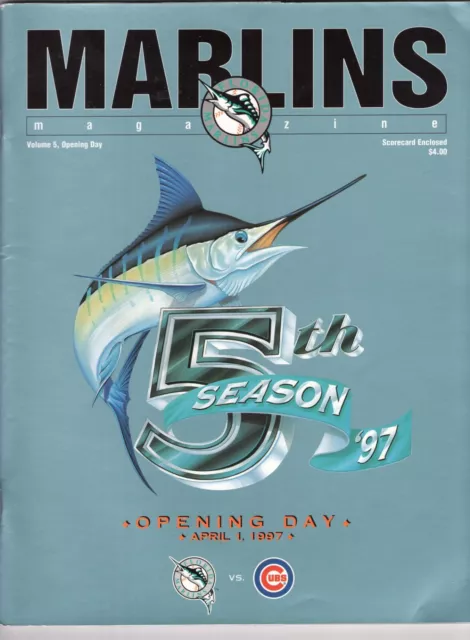 1997 FLORIDA MARLINS Magazine Official Opening Day Scorecard & Program vs Cubs