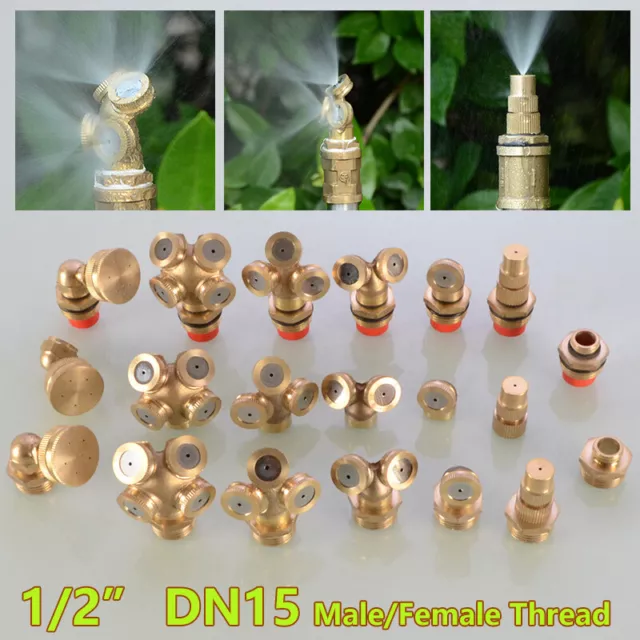 1/2" Brass Misting Nozzles Fogging Sprinkler Head Garden Lawn Irrigation Spray