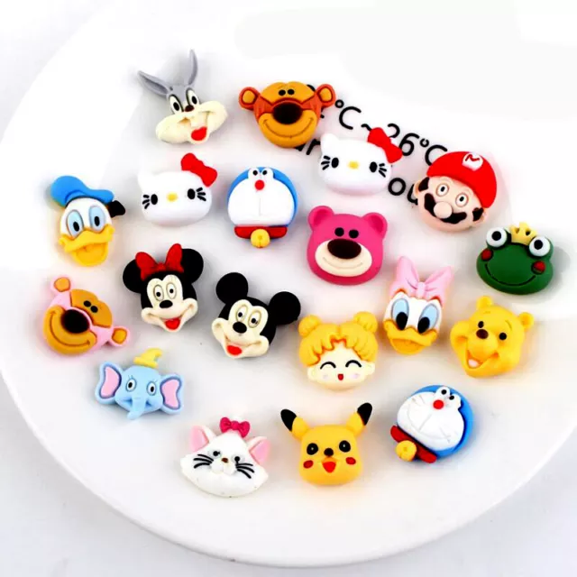 20pcs Mixed Resin Animals Heads Flatback Cabochons for Crafts DIY Embellishments