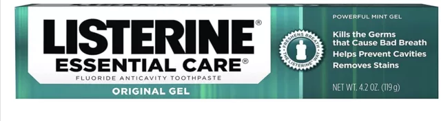 Listerine Essential Care Original Gel Fluoride Mint Toothpaste, 4.2 Oz