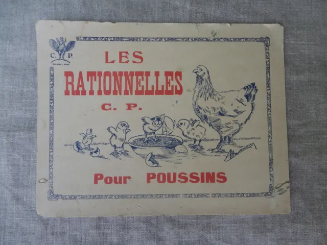Carton Publicitaire Les Rationnelles Pour Poussins - Années 50 - Poule - C.p.