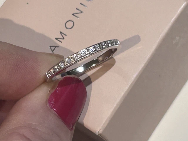Diamonique floral eternity store band ring
