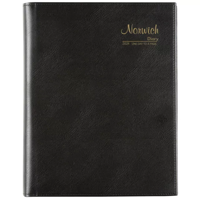 2024 Diary Cumberland Norwich Quarto Day to Page Black 91S24