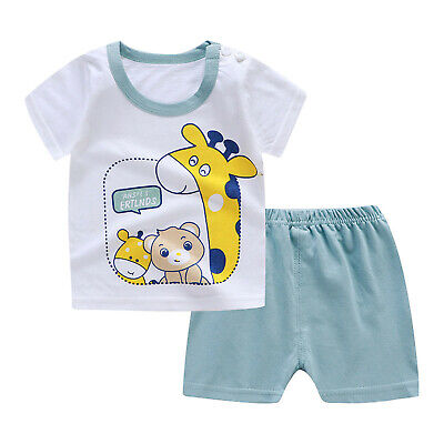 Toddler bambini baby boys girls manica corta Cartoon Tops T-shirt + Pants Outfit Set 3