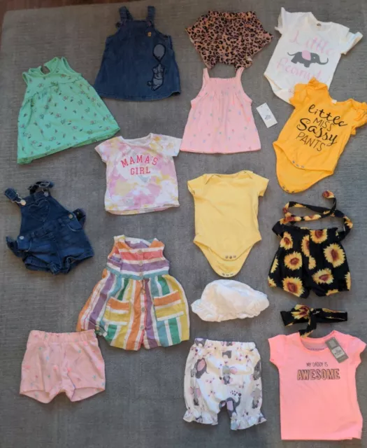 Massiccio pacchetto bambine 6-9 mesi vestiti top pantaloncini primavera/estate vacanze