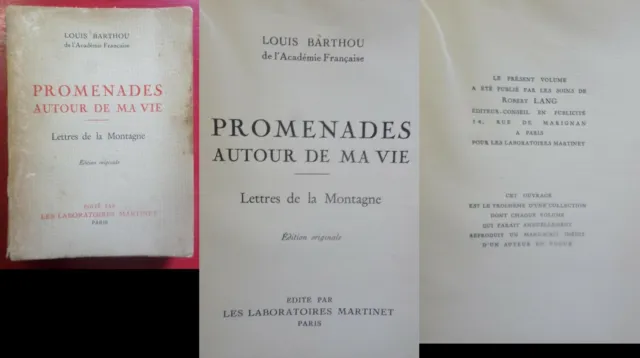 Promenades autour de ma vie – BARTHOU LOUIS 1933 edition originale.