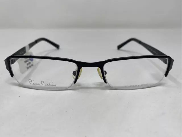 Pierre Cardin PC 607 0003 53-19-140 Satin Black Half Rim Eyeglasses Frame XD40