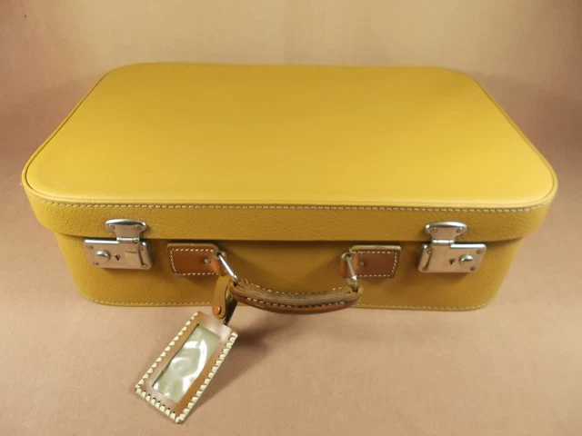 Ancienne Valise Semi-Rigide - Poignée Cuir - Doublure Satin - Vintage 1950's