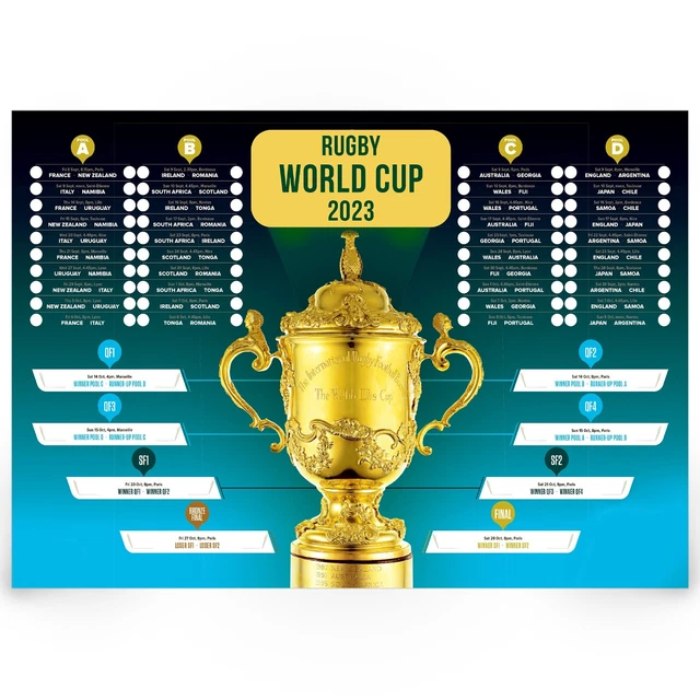 RUGBY WORLD CUP 2023 poster wall planner chart A4 A3 Cup Tournament